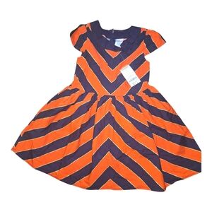 Gymboree Orange and Navy Chevron Fit-and-Flare Dress